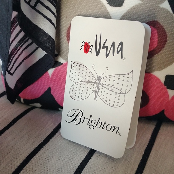 🎁💝NWT Brighton ❤️s Vera pink, black and grey canvas and leather tote bag. - Picture 4 of 16